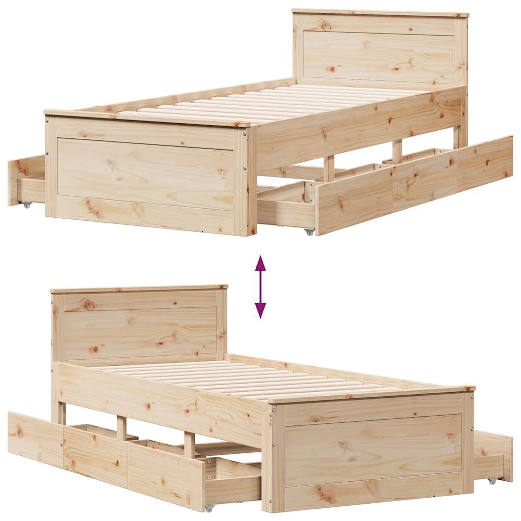 Solid Wood Bed Without Mattress with Headboard 90 X 190 Cm Pine
