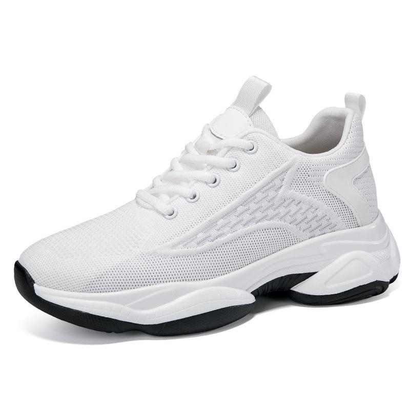 Invisible 8CM Lift Men s Flyknit Running Shoes – Breathable, Casual Style for Spring & Autumn 37
