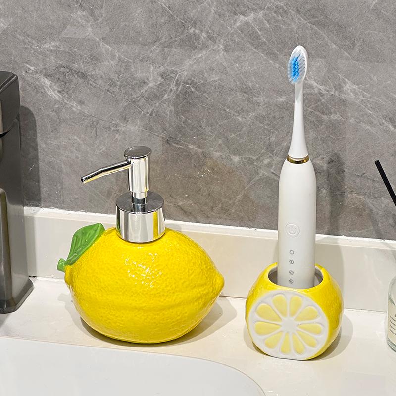 Lemon Ceramic Soap Dispenser Bottle Dispensing Hotel Hand Wash Shampoo Shower Gel Press Lotion Bottle Shampoo Dispenser