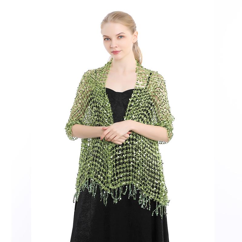 Sequin Tassel Shawl Dress: European & American Style Evening Party Cheongsam with Embroidered Shawl Scarf for Women