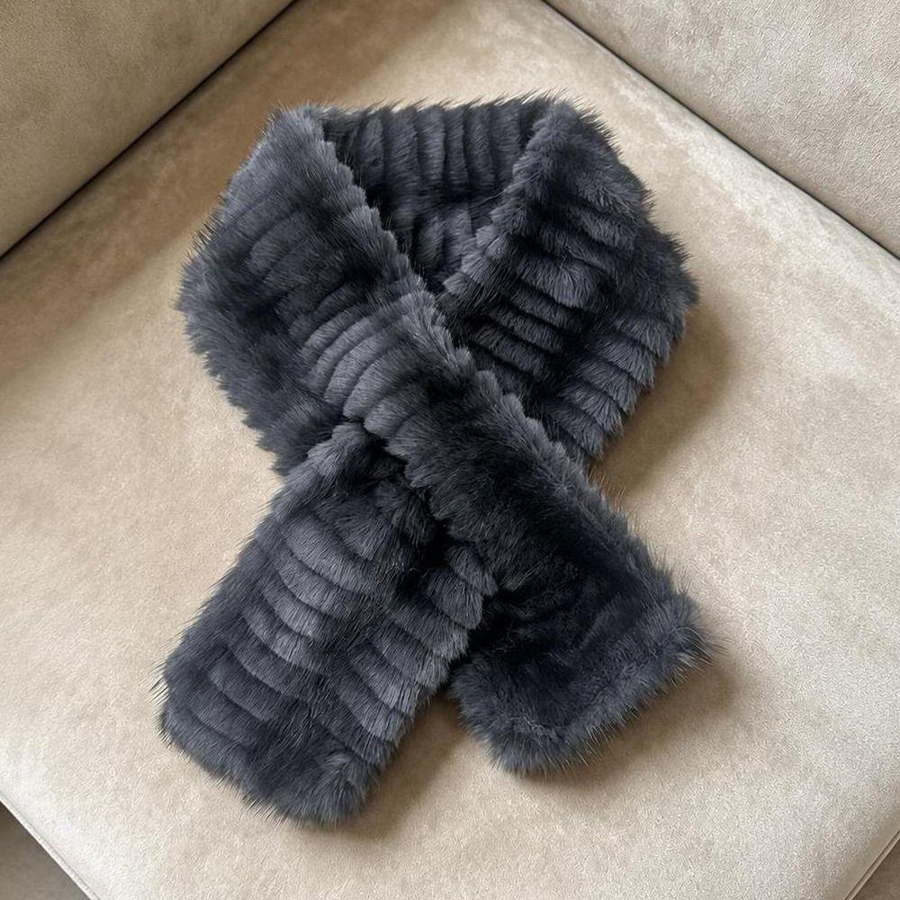 Soft Plush Faux Fur Scarf Thickened Faux Fur Collar Gifts Fur Neck Wrap Women's