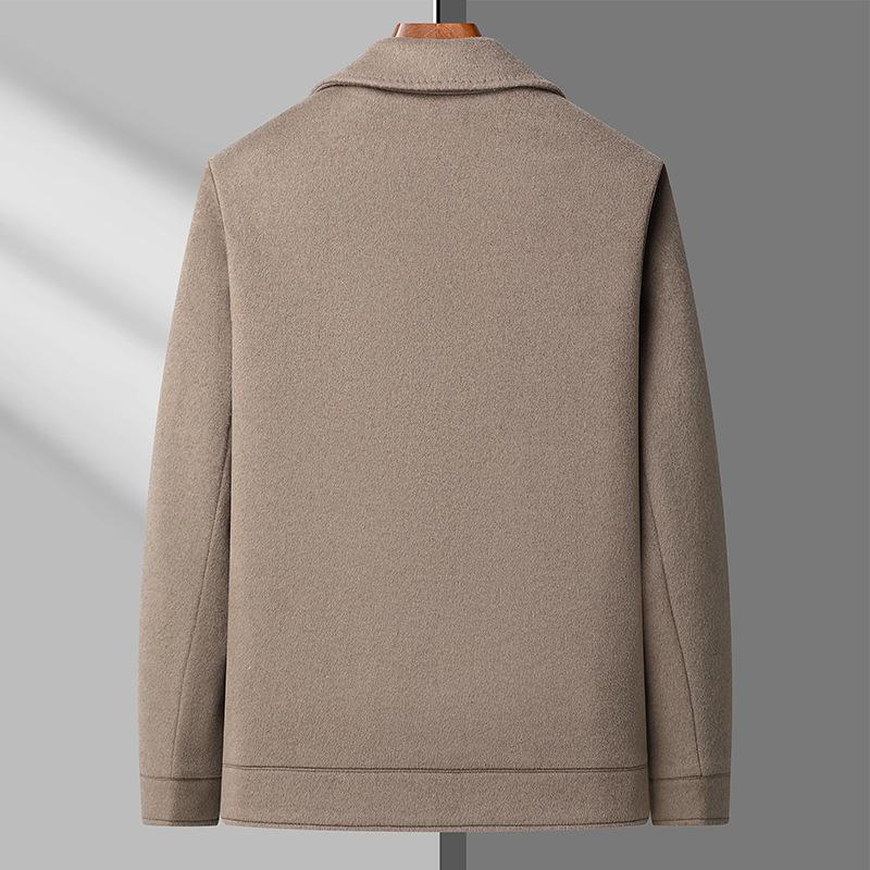 Neue Herbst- und Winterwolljacke für Herren mit kurzem Revers, Daunenfutter, einfarbig, verdickt, für junge und mittelalte Menschen