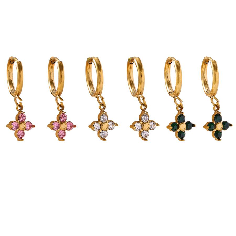 Exquisite 18K Gold Four-Leaf Clover Diamond Earrings for Women - Light Luxury Fashion Style
