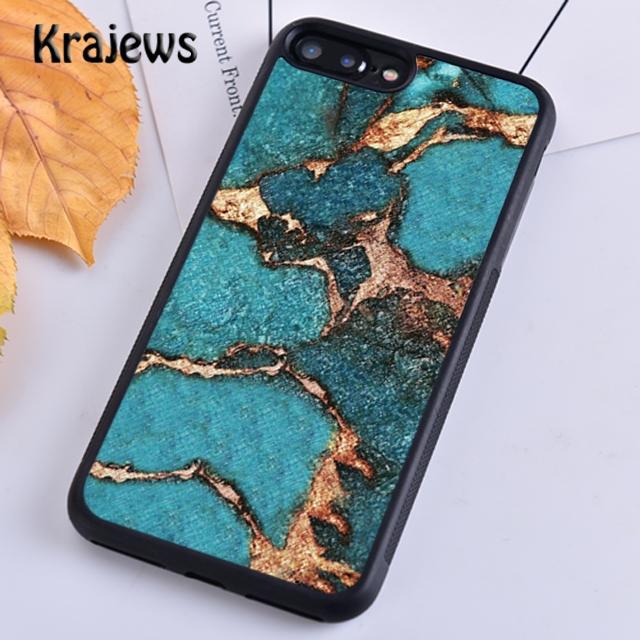 Krajews Türkis Stein Marmormuster Weiche Handyhülle für iPhone 14 5 6s 7 8 plus X XR XS 11 12 13 pro max Samsung S21 S22ultra