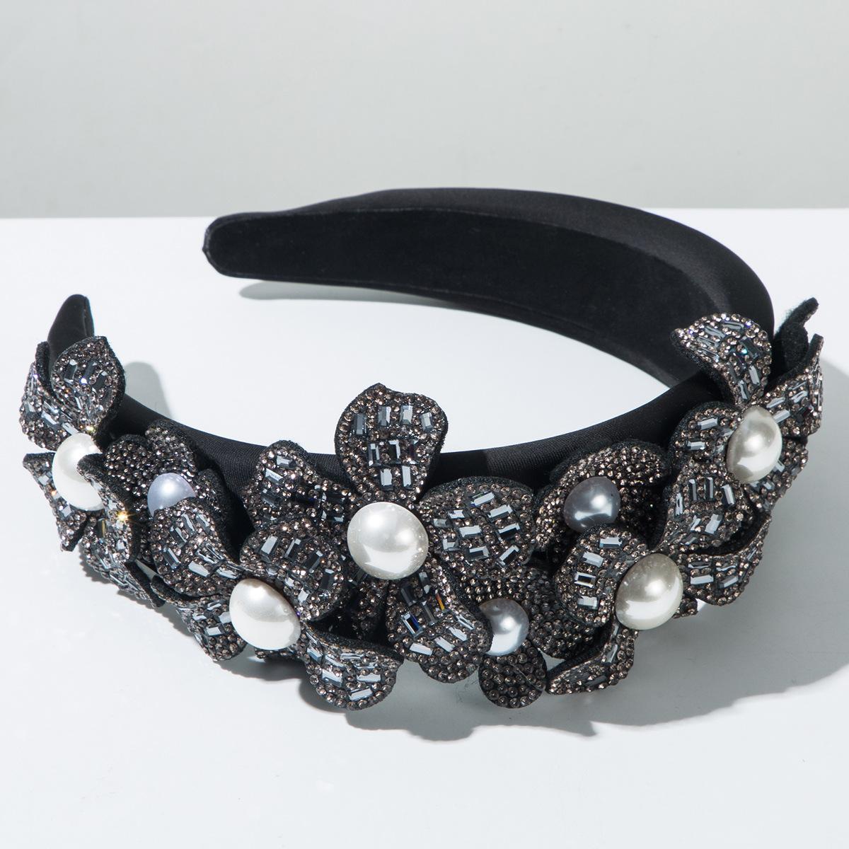 

Черная повязка на голову с бабочкой из стразов, сверкающая, с блестками, хрустальная, с бисером, широкая, инкрустированная драгоценными камнями, аксессуары для волос для женщин и девушек