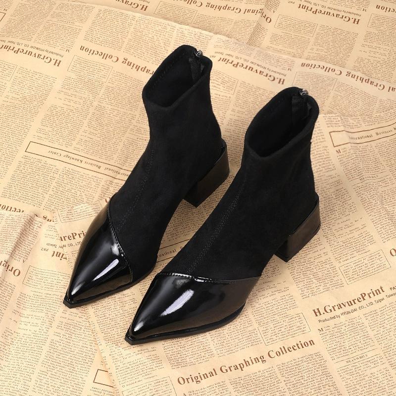 Women s Autumn Spring Fashion Retro Pointed Ankle Boots with French Temperament High Heels and Zipper Short Boots 35