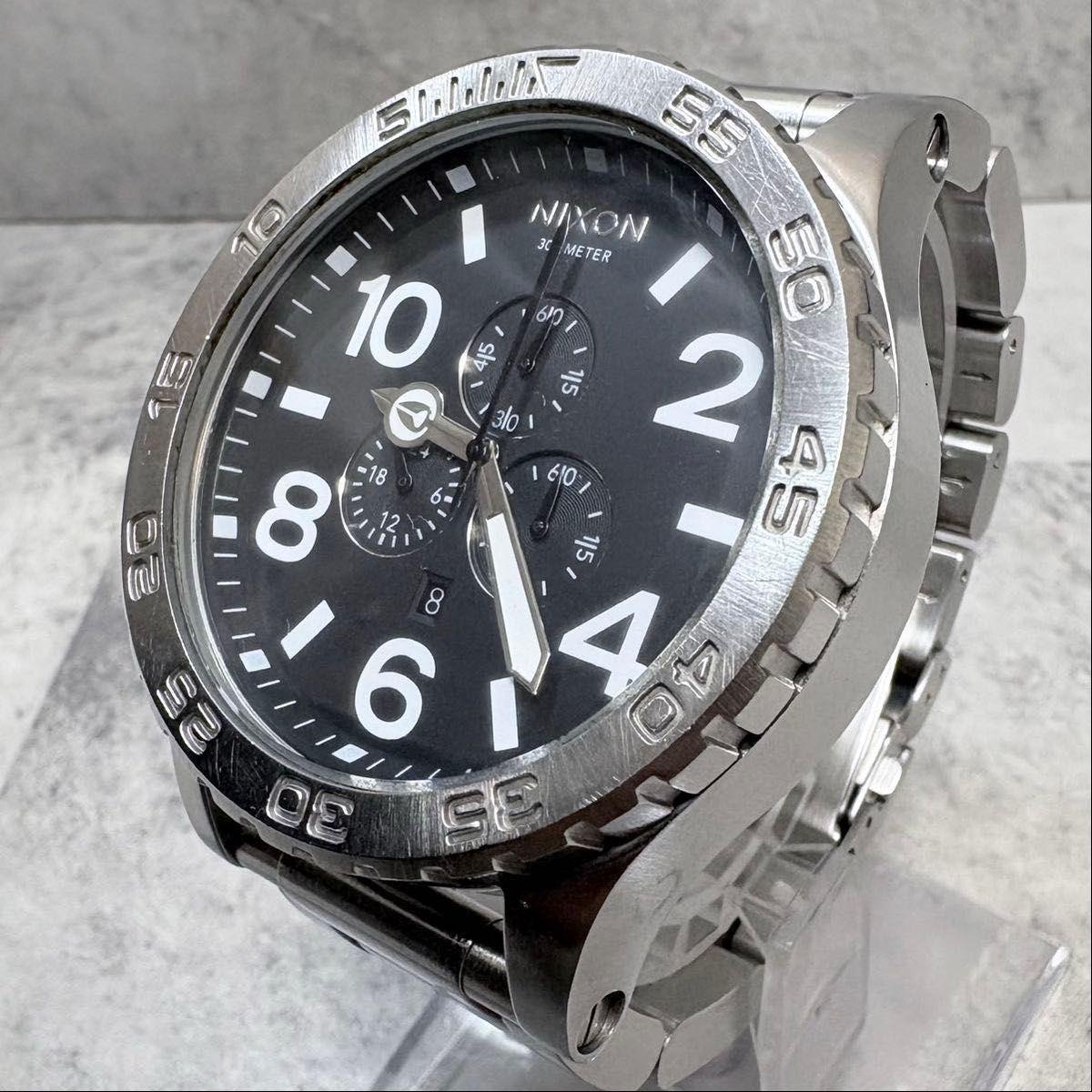 Used Working Nixon 51-30 Chronograph Silver Black Watch