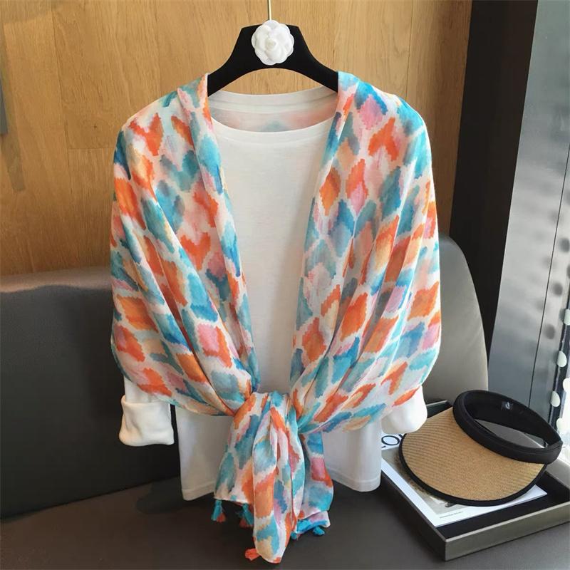 Lovely Garden Floral Tassel Viscose Shawls Scarf Lady High Quality Thin Wrap Pashmina Stole Bufandas Muslim Hijab Sjaal 180*90Cm