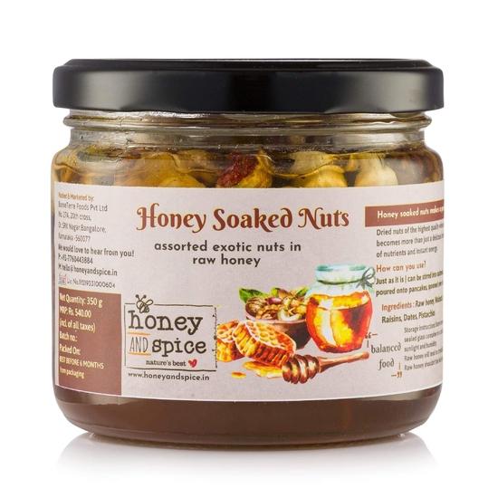 Honey and Spice Honey Soaked Nuts Highly Nutritious Rich in Energy & Protein 350g