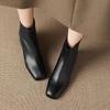 Krazing Pot Cow Skin Winter Square Toe Thick Heels Chelsea Fashion Boots Women Zip Office Lady Women Ankle Boots