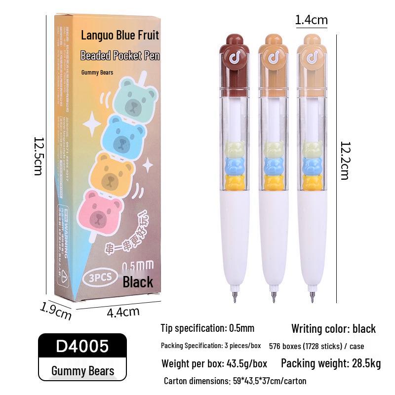 

Blue Fruit D4001 Beaded Colorful Click Gel Pen - Quick-Dry Signature Pen for Students & Office Use 0.5 mm