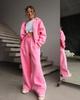 Sport und Freizeit neue Kapuzenjacke Kordelzug locker gerade kontrastierende gestreifte Hose Wide-Leg-Hose zweiteiliges Set Damen