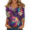 Women's T Shirt Print 3/4 Sleeve Daily Weekend Fashion Basic V- Neck Regular Top