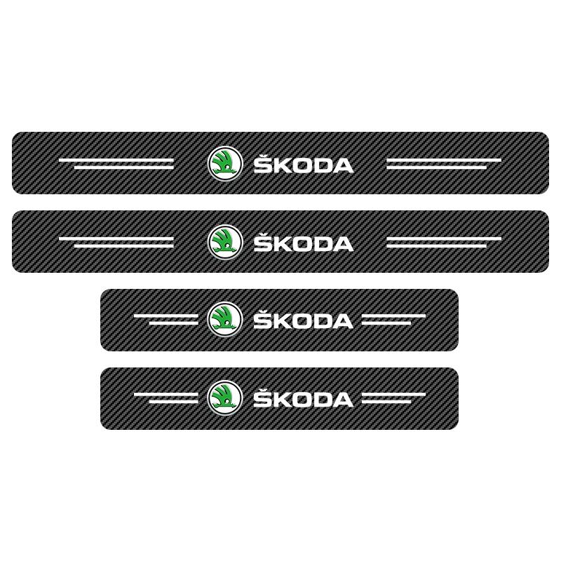 

4PCS Carbon Fiber Car Sticker Auto Door Threshold Waterproof Stickers For Skoda Octavia MK2 MK3 2 3 A7 Fabia Karoq Kodiaq Rapid black 4pcs