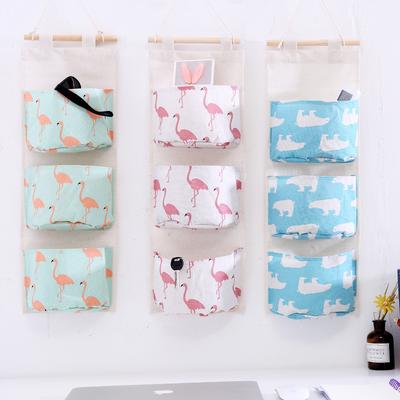 Cotton and Linen Storage Hanging Bag, Fabric Door, Debris Storage Bag, Hanging Multi-layer Hanging Bag, Storage Bag