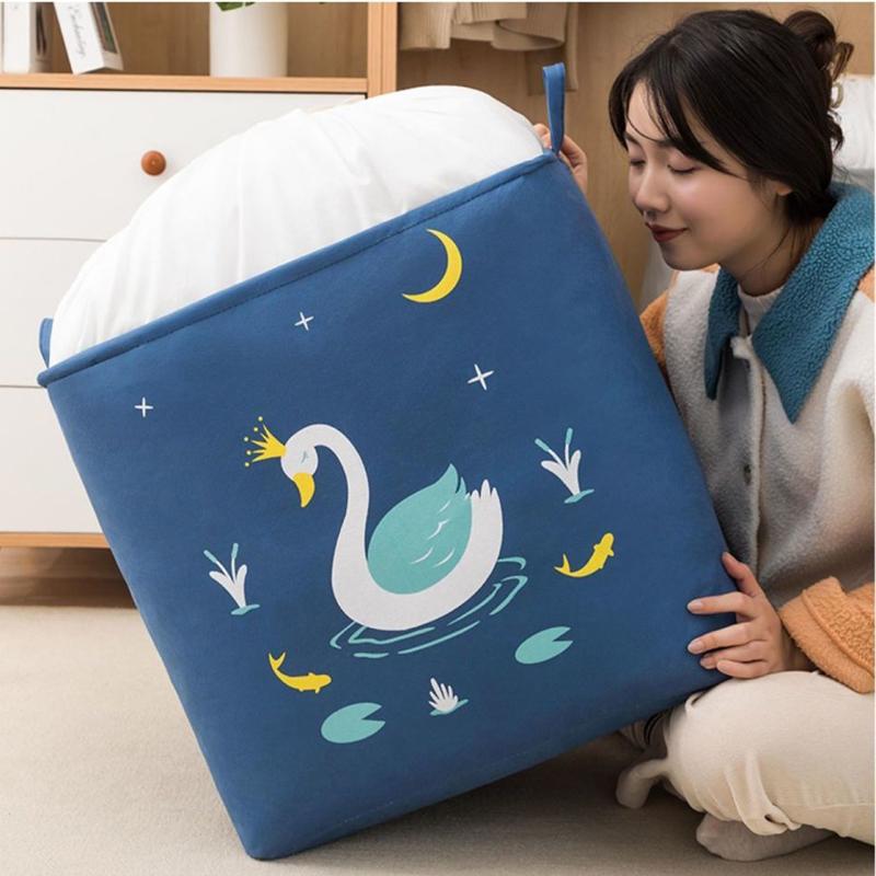 Non-woven Printed Quilt Storage Bags Large-capacity Household Sundries Storage Bags Foldable Clothes Dust-proof Storage Bags