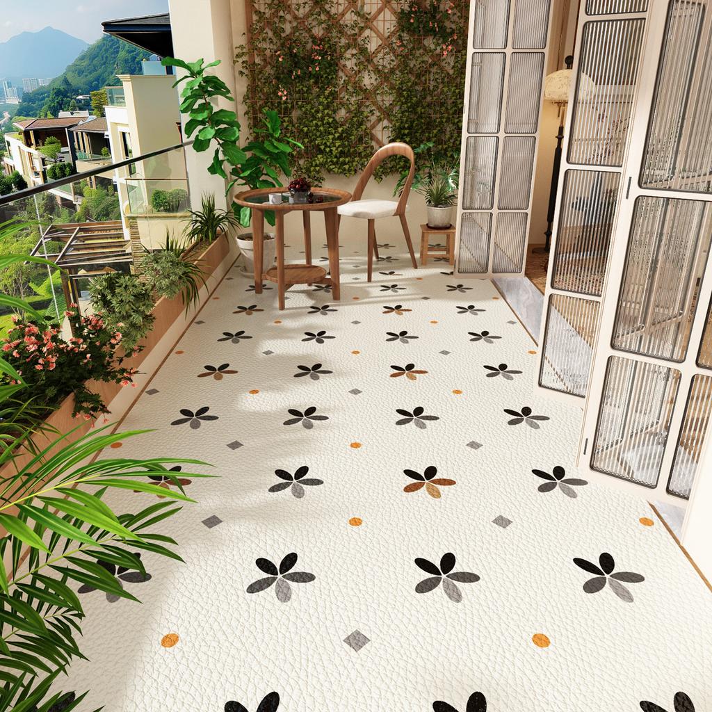 Balcony Floor Mat Pvc Leather Large Rug Waterproof Non-slip Outdoor Carpets Plants Flowers Cute Patterns Home Decor Kitchen Mats