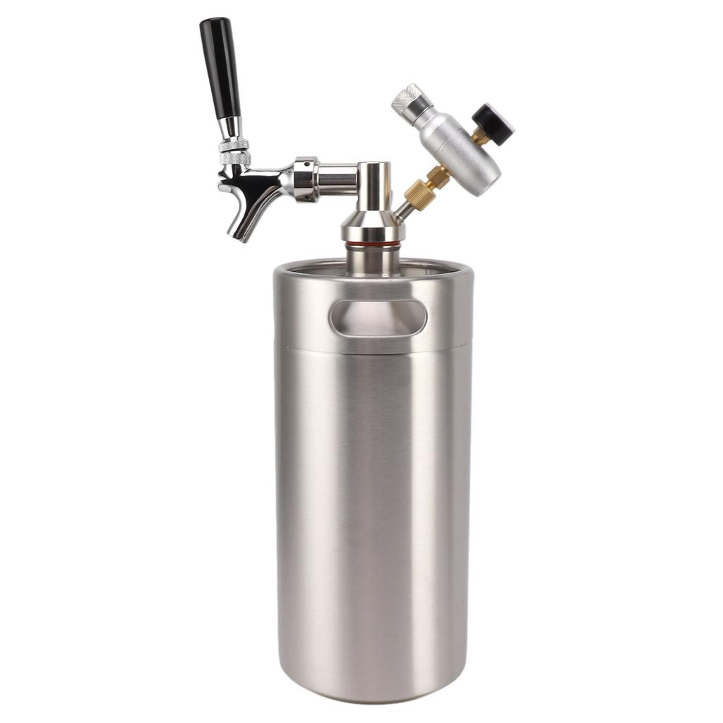 Beer Keg Growler 3.6L Stainless Steel Keg Green 60PSI Gauge Keg Tap Easy Operation Home Dispenser
