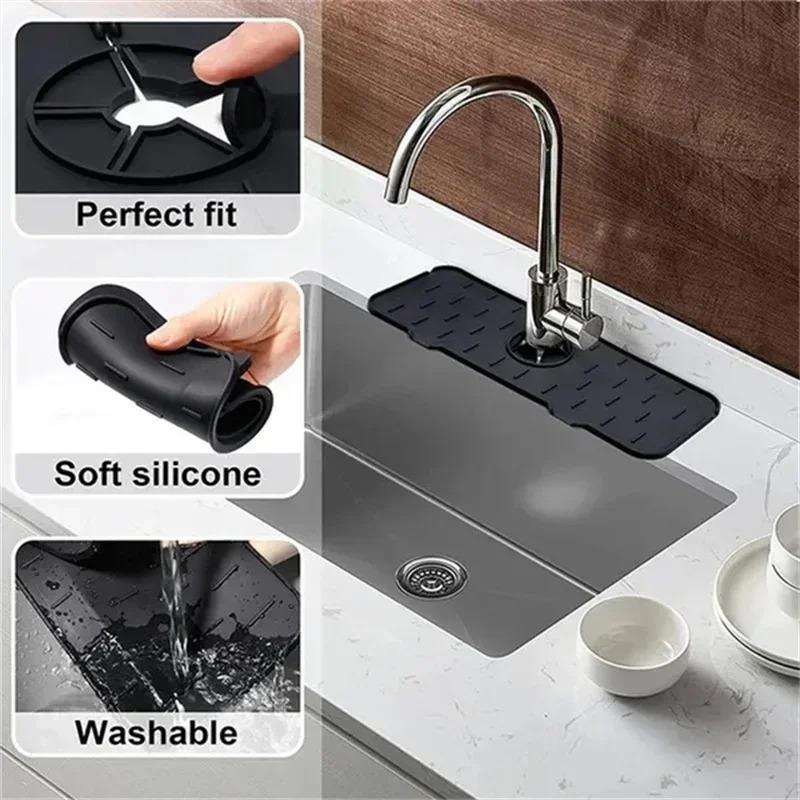 Küchenhelfer Silikon Wasserhahn Saugfähiges Pad Ablage Spüle Spritzschutz Arbeitsplatten Schutzmatte Badezimmer Abtropfmatte Zubehör