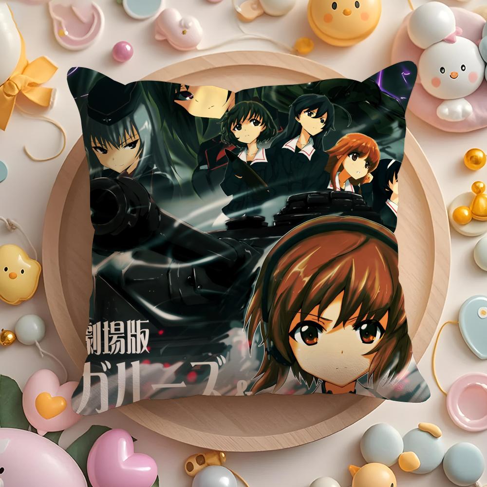 Girls Und P-Panzer More Love Cushion Cover Plush Fabric Soft Double-Sided Printed Sofa Warm Winter Home Gift Pillow Cover