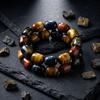 Natural Yellow Tiger Eye, Red Tiger Eye, Blue Tiger Eye Stone Barrel Beads, Multi-color Bracelet for Men and Women, Crystal Tiger Eye Stone Jewelry