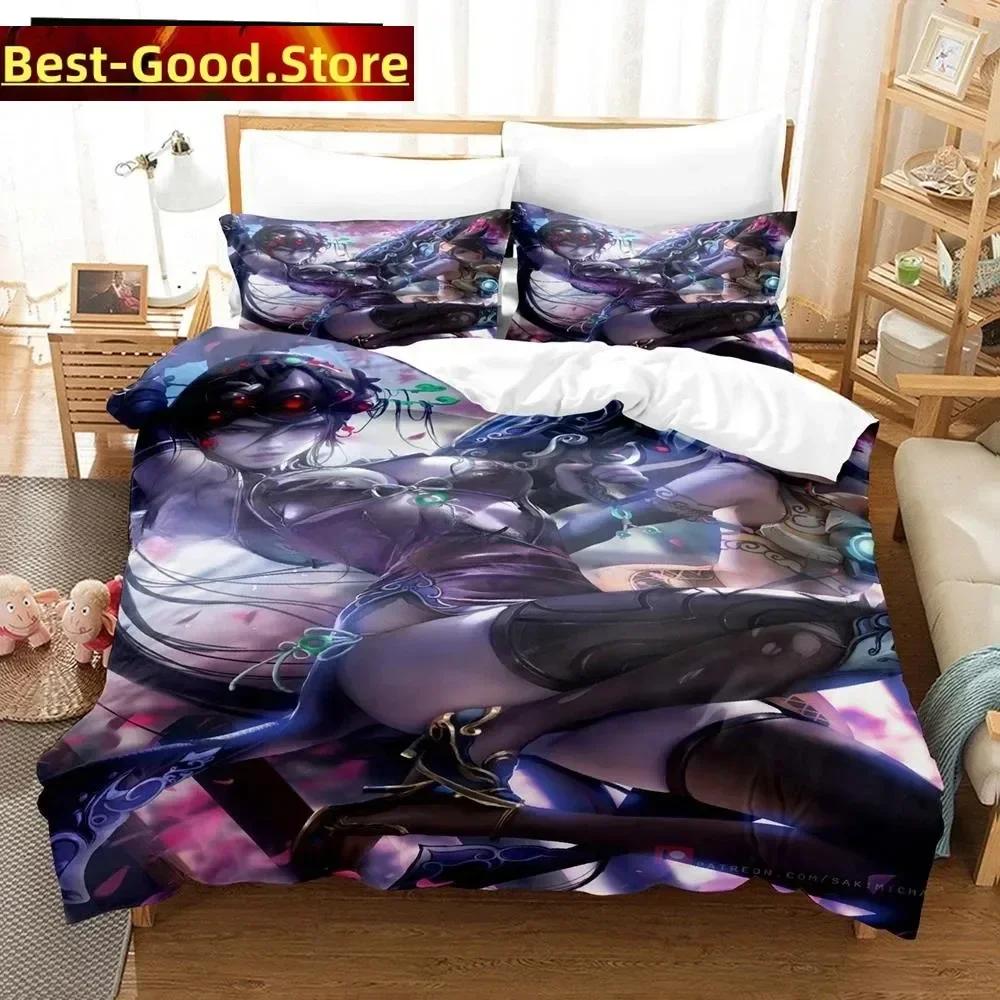 3D Anime Sexy Girls Overwatch Bedding Set Printed Bed Set With Pillowcase Duvet Cover Soft Single Double Queen Super King Size