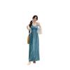 Women's Plus Size Summer A-Line V-Neck Suspender Dress, Chinese Style with Slim Waist and Tube Top Design