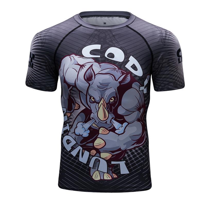 Nouveau Homme Manches Courtes Sport Chemise Homme Séchage Rapide MMA T-shirts Collants de Compression Homme Impressions 3D T-shirts Tops Salles de Sport Musculation Rashguard