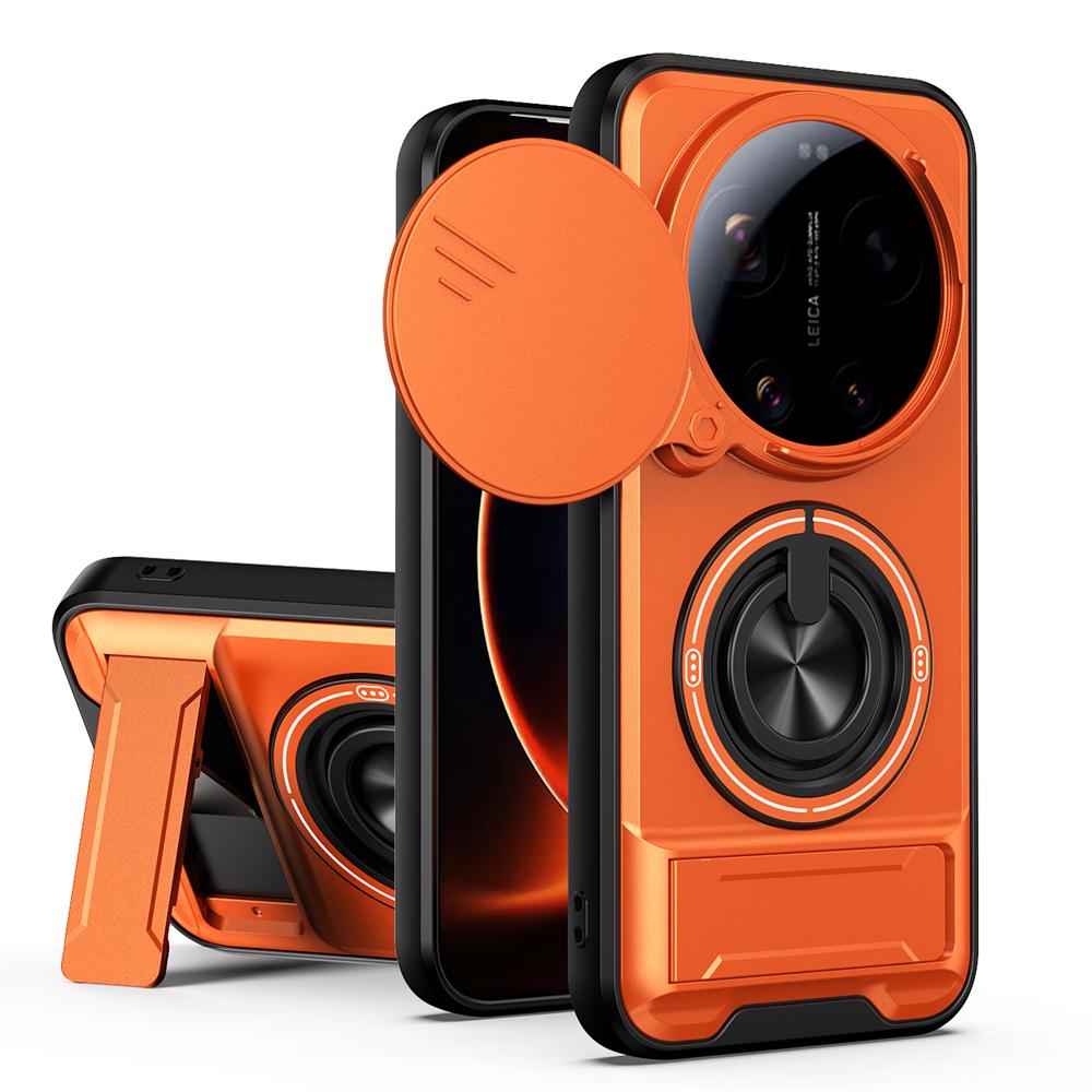 KEYSION Magnetic Phone Case for Xiaomi 17 Ultra 5G Slide Camera Lens Protection Upright Kickstand 360 Ring Shockproof Back Cover