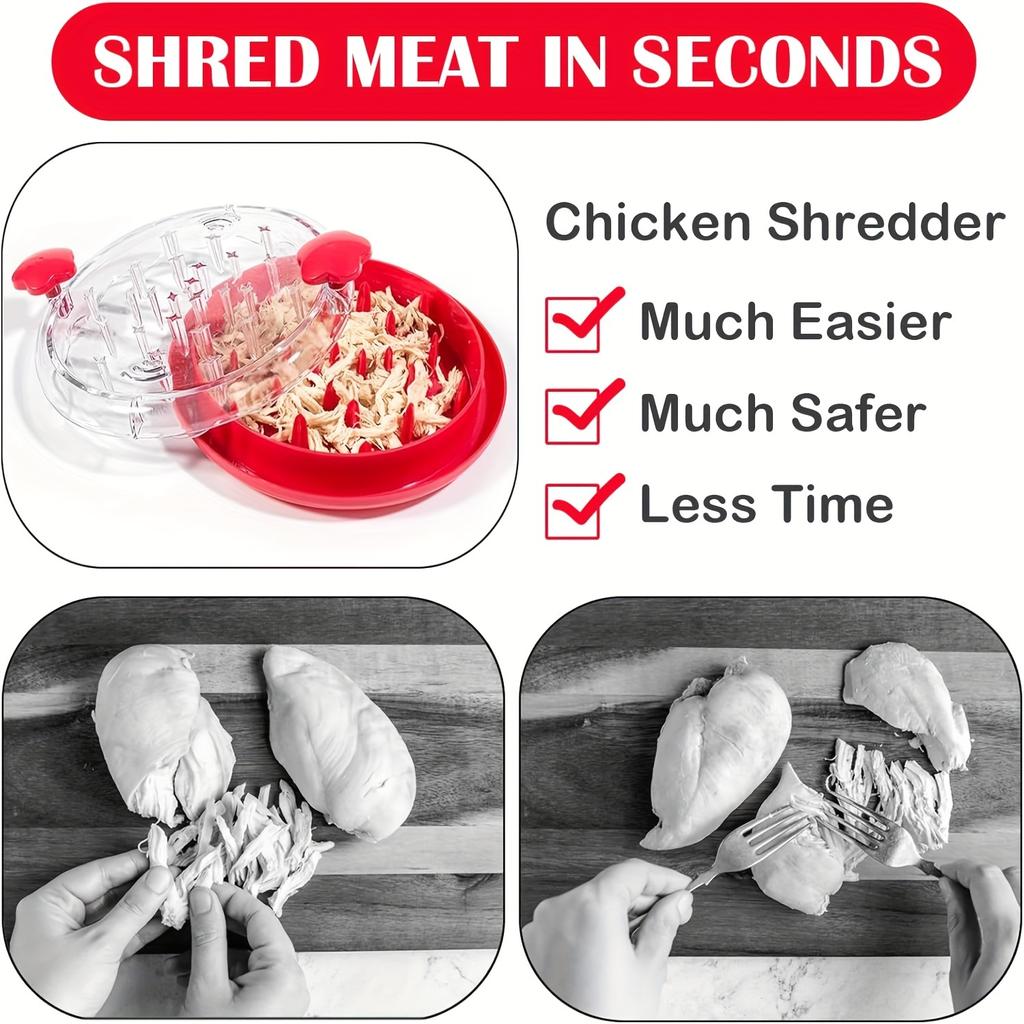 1pc, Kitchen Chicken Shredder Tool, Visible Meat Shredder Twist Chopper, Chicken Grinder With Transparent Lid And Cleaning Brush