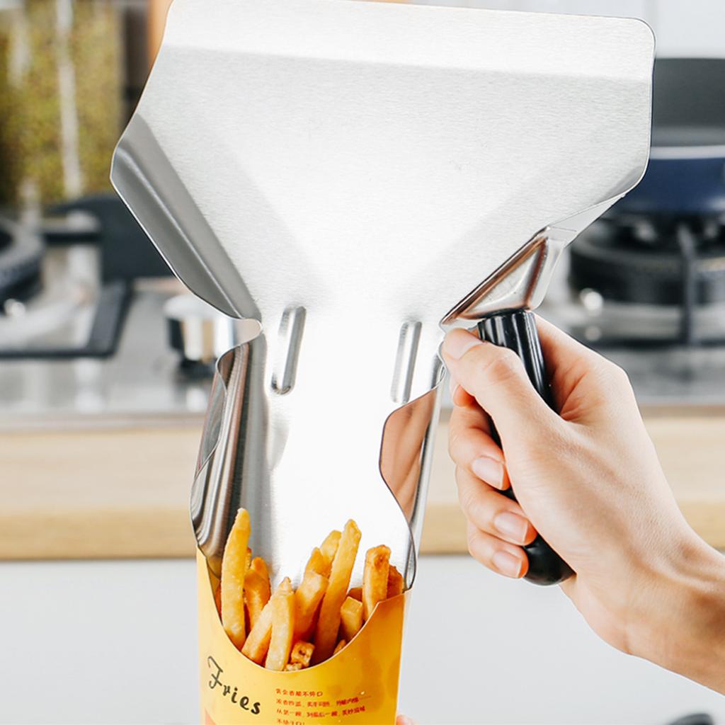 Multi Functional Kitchen Thicken Stainless Steel French Fries Shovel Chips Bagger Scooper