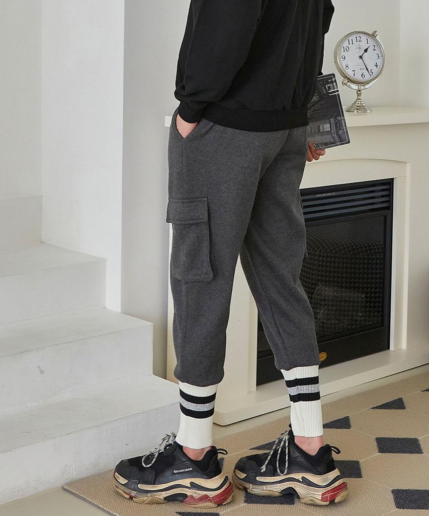 Jikeulib Fleece-Lined String Elastic Cargo Pocket Jogger Pants