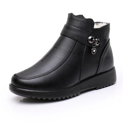 Fashion Women Genuine Leather Ankle Boots Snow Boot Women Winter Mother Waterproof Non-slip Booties Warm Wedges Natural Wool Women Boots