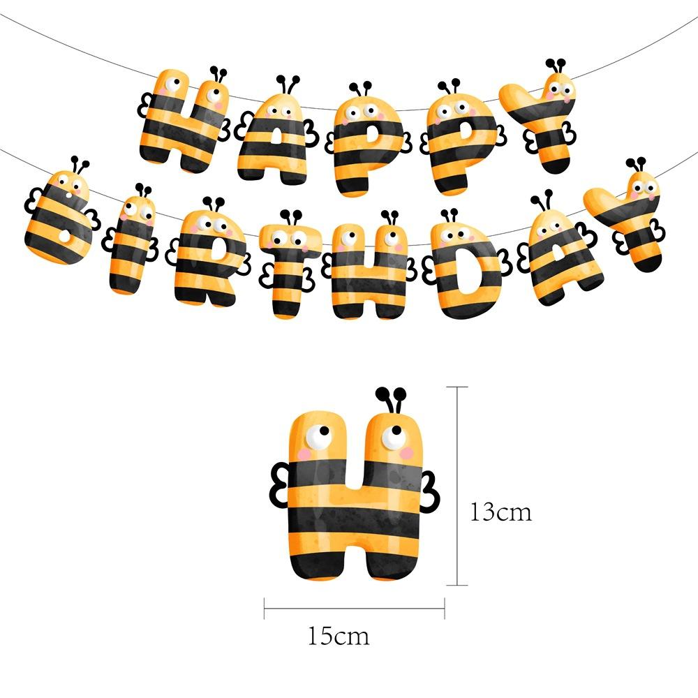 Spring Bee-themed Birthday Party Decoration Birthday Flag Spiral Tag Honey Cake Small Insert