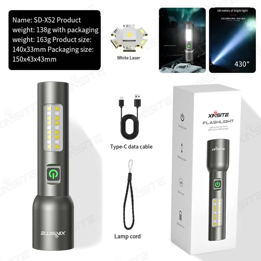 High Power LED Flashlights Camping Torch 5 Light Modes Zoom Light Aluminum Alloys Waterproof Material External 3 AAA Battery