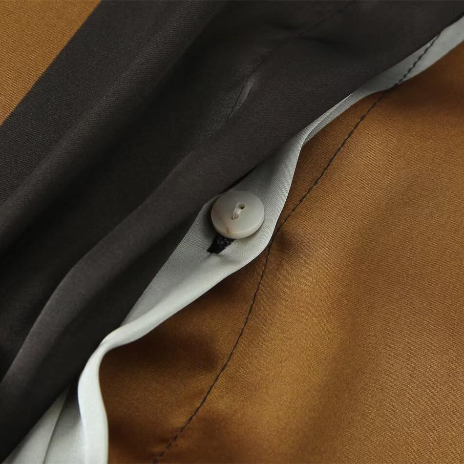 2025 Spring Women's Silk Satin Printed Lapel Shirt - Versatile, Simple, and Elegant