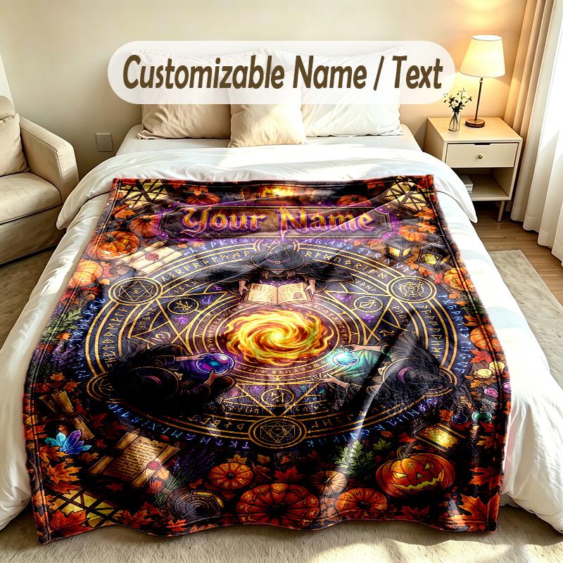 Forest Nature Theme Custom Blanket Personalized Name & Text Customized Soft Warm Throw Blanket Home Decor