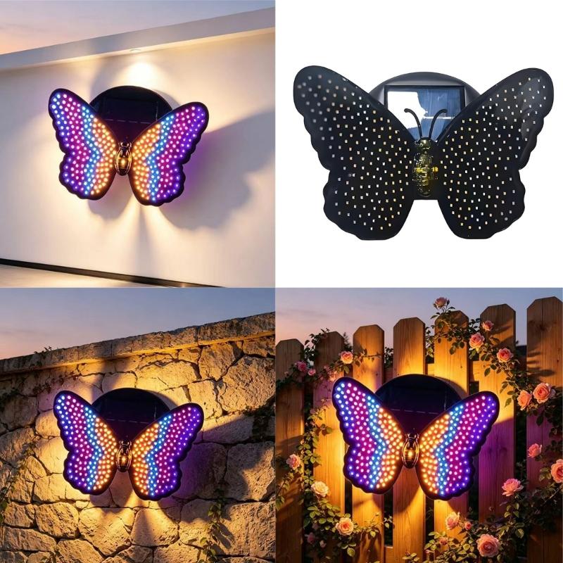 Entryway Solar Butterfly Light with LED Accent, Rechargeable Battery, Approx 7.09 X 5.12 In Size, ABS Exterior Housing, and Single Lamp