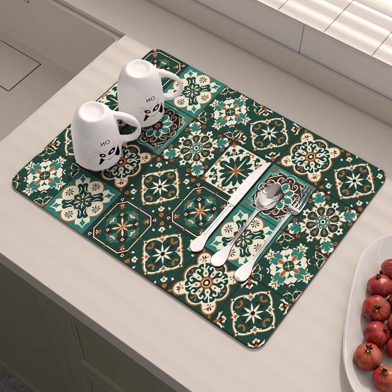 Amerikanische Küchenarbeitsplatten-Abtropfmatte Diatomeenerde-Absorption Schnelltrocknende Matte Nicht auswaschen Isolierung Spülbecken-Barmatte