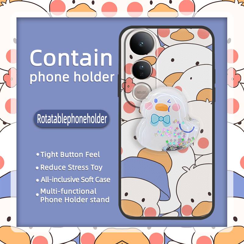 Fashion Design Dirt-resistant Phone Case For VIVO V50 Lite 5G Global Rotatable stand Quicksand Waterproof Cartoon TPU
