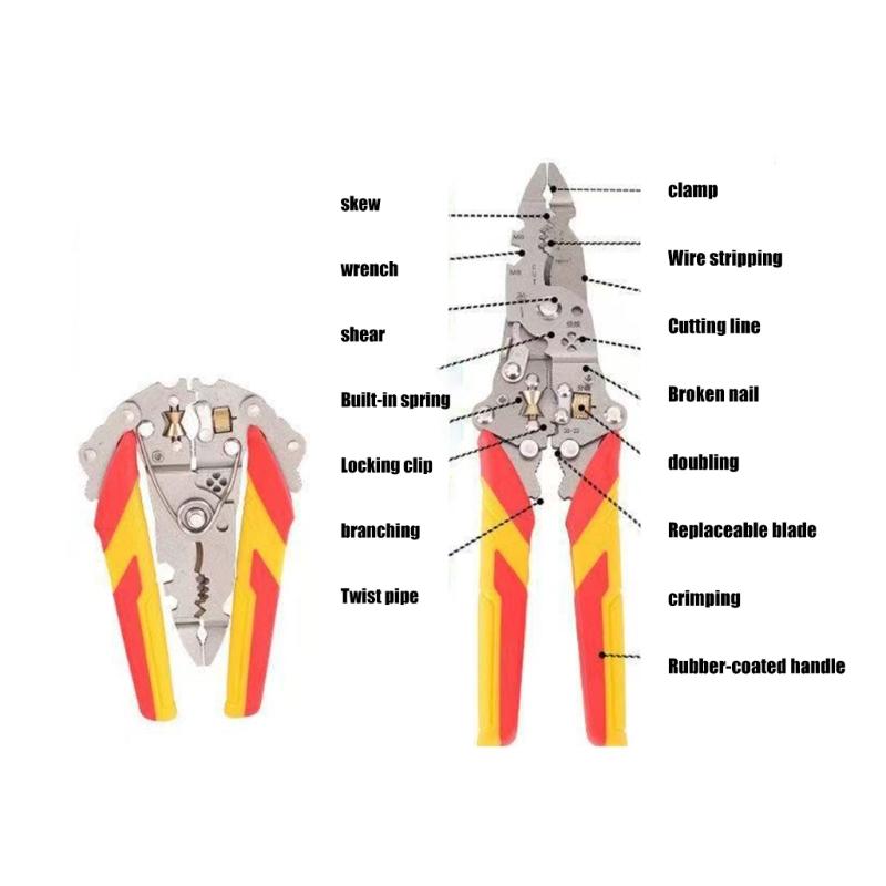 15 in 1 Adjustable Wheel Foldable Wire Stripper Pliers Tool for Electricians and DIY Enthusiasts with Ergonomic Handle