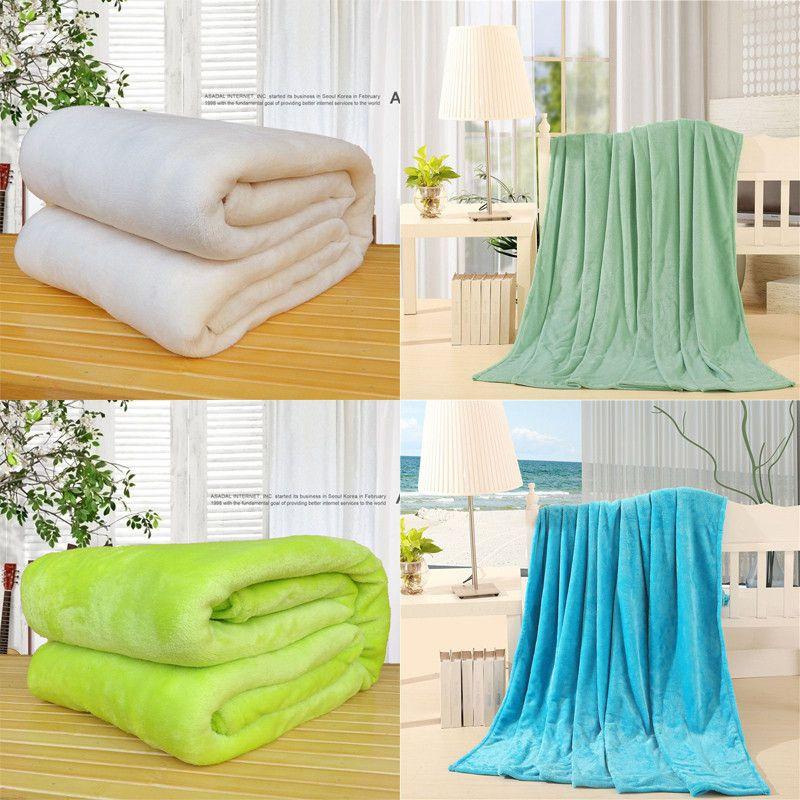 Warm Super Soft Flannel Blanket Thickened Sofa Bedroom Solid Color Rugs Throw