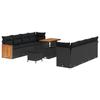 Ensemble de canapé de jardin 11 pièces vidaXL avec coussins Noir Poly Rotin Acacia 3363279