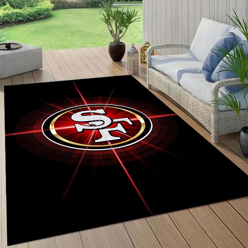 San Francisco 49ers Flanellmuster Quadratischer Teppich, Läufer, Teppich für Wohnzimmer Schlafzimmer Sofa Spielzimmer Dekor, Rutschfeste Fußmatte