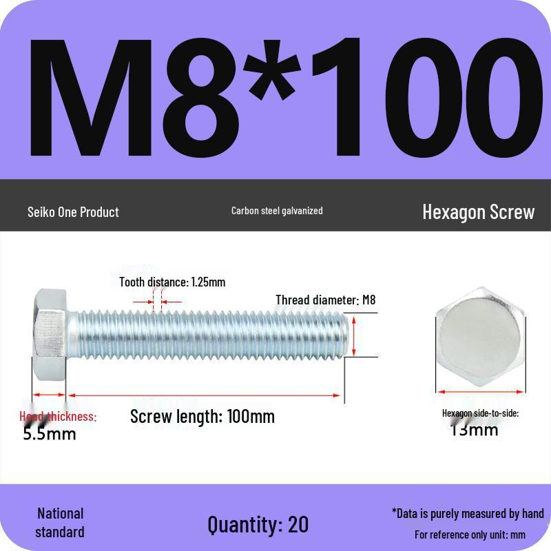 8.8 Grade Hot-Dip Galvanized Hex Bolt Nail M4-M30