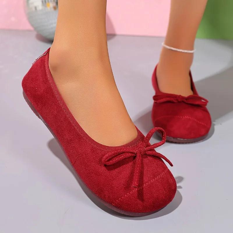 Fashion Ladies Shoes On Sale 2025 Slip On Women's Flats Round Toe Soft Bottom Bow Tie Flat Plus Size Shallow Casual Daily Hot Sale Shoes