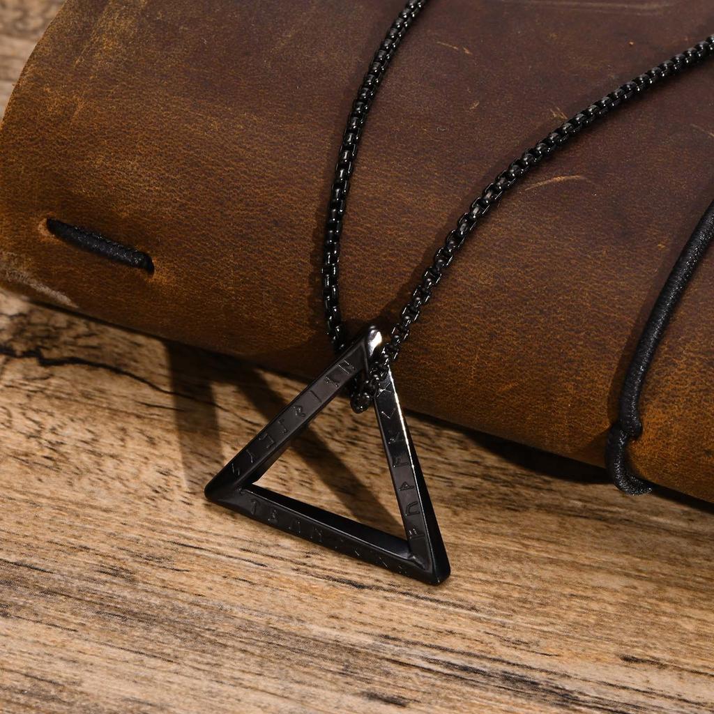 Men's Viking Necklace Stainless Steel Geometric Pendant Waterproof Amulet Collar 55 60 70cm Box Chain