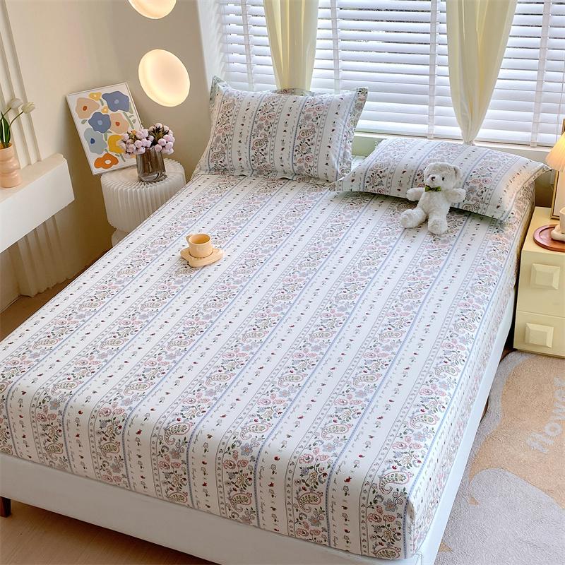 100% Cotton Fitted Sheet Soft Bed Cover Home Elastic Bedsheets Adults Kids Bed Linen Sabanas Para Cama (No Pillowcase)