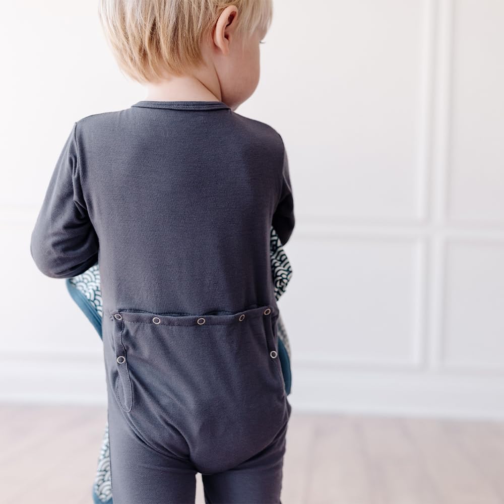 KICKEE Coverall Solid Long Front Opening Size Romper, Color, 2-Way Zipper, Sleeves, Newborn, Baby, Kids, Loungewear, Sleepwear, (Stone, 80)