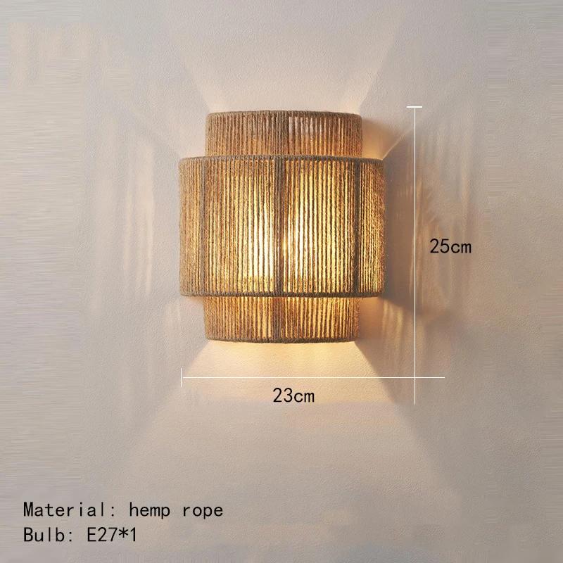 

Hemp Rope Wall Lights Home Art Deco Bedroom Foyer Aisle Hotel Atmosphere Sconce E27 Bulb Creative Lamp Balcony Kitchen White light 6000k